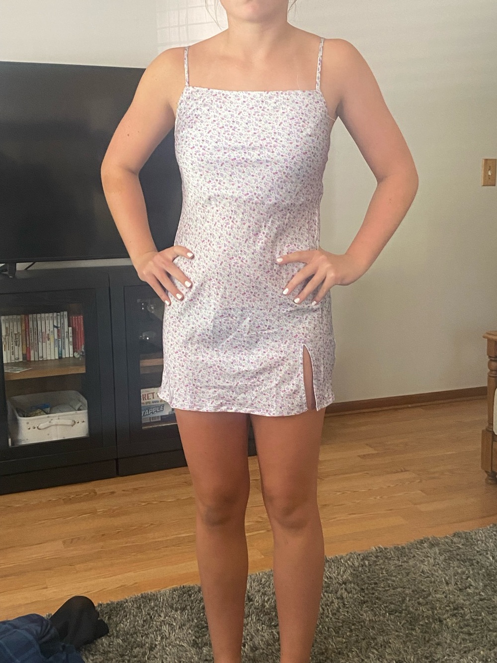 Princess Polly White Mini Dress with Pink Floral Print
